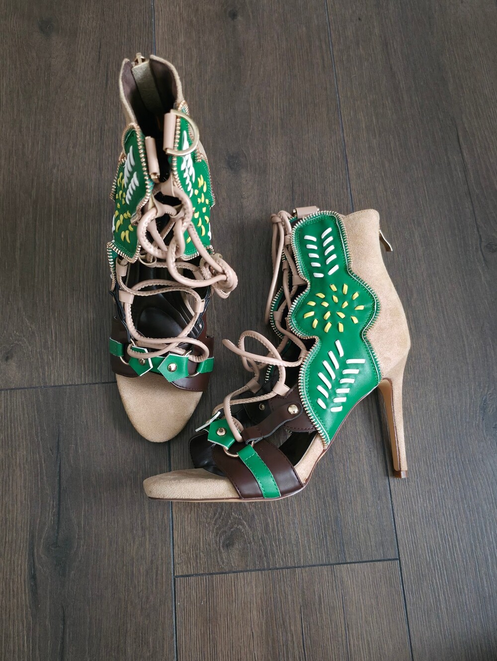 Azalea Wang Akira Shainia Green Multi Stiletto Sandal